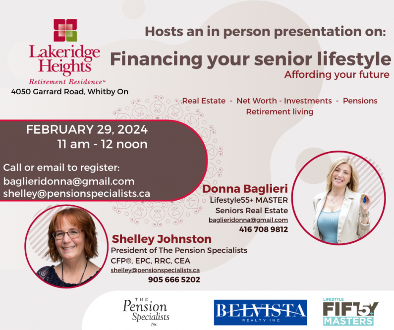 Durham Region Seniors are invited to a FREE presentation " How To Finance Your Seniors Lifestyle"